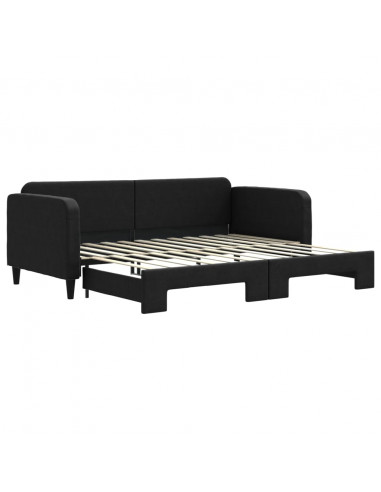 Divano Letto con Letto Estraibile Nero 90x200 cm in Tessuto