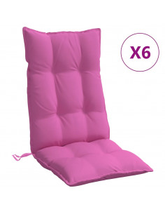 Cuscini per Sedia con Schienale Alto 6pz Rosa in Tessuto Oxford 2