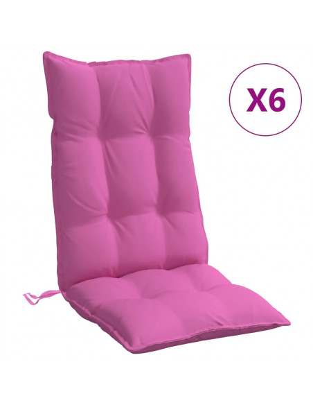 Cuscini per Sedia con Schienale Alto 6pz Rosa in Tessuto Oxford