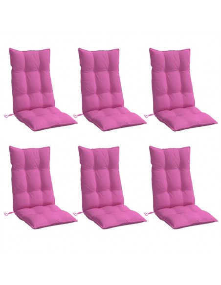 Cuscini per Sedia con Schienale Alto 6pz Rosa in Tessuto Oxford