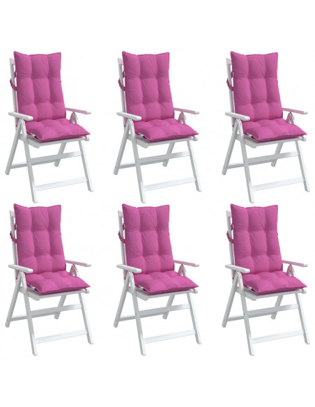 Cuscini per Sedia con Schienale Alto 6pz Rosa in Tessuto Oxford