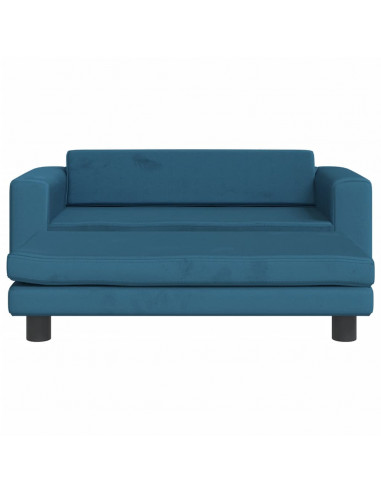 Divano per Bambini con Poggiapiedi Blu 100x50x30 cm in Velluto