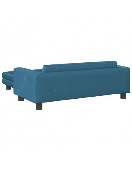 Divano per Bambini con Poggiapiedi Blu 100x50x30 cm in Velluto
