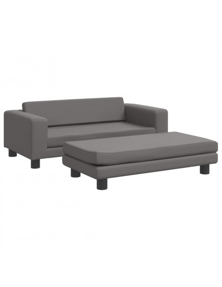 Divano Bambini con Poggiapiedi Grigio 100x50x30 cm Similpelle
