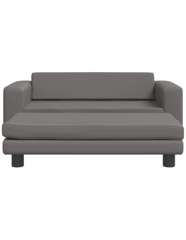 Divano Bambini con Poggiapiedi Grigio 100x50x30 cm Similpelle
