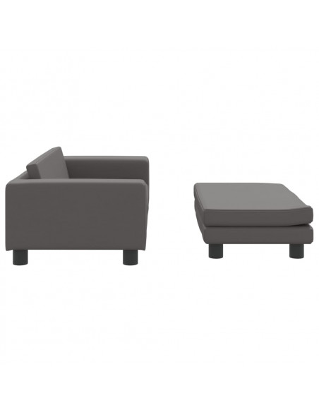 Divano Bambini con Poggiapiedi Grigio 100x50x30 cm Similpelle