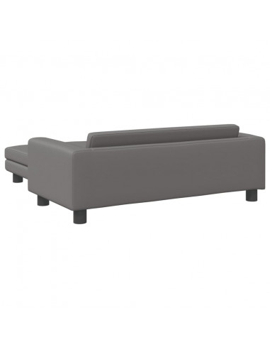 Divano Bambini con Poggiapiedi Grigio 100x50x30 cm Similpelle