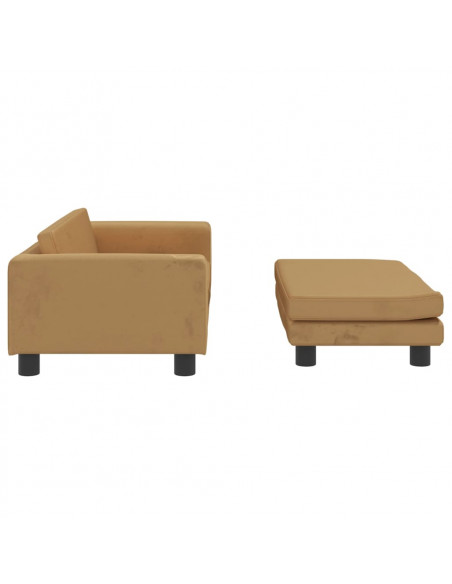 Divano Bambini con Poggiapiedi Marrone 100x50x30 cm in Velluto