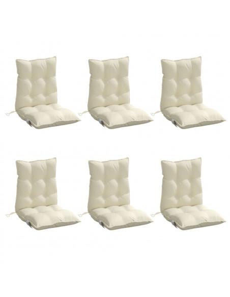 Cuscini per Sedia Schienale Basso 6 pz Crema in Tessuto Oxford