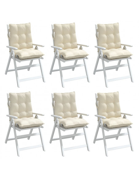 Cuscini per Sedia Schienale Basso 6 pz Crema in Tessuto Oxford
