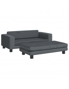 Divano Bambini Poggiapiedi Grigio Scuro 100x50x30 cm Velluto 2