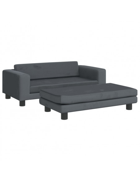 Divano Bambini Poggiapiedi Grigio Scuro 100x50x30 cm Velluto