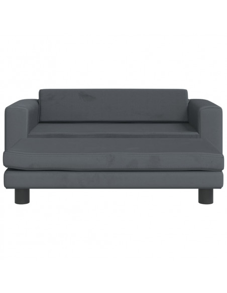 Divano Bambini Poggiapiedi Grigio Scuro 100x50x30 cm Velluto