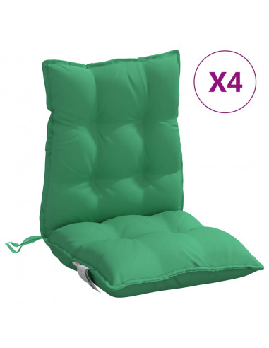 Cuscini per Sedia Schienale Basso 4 pz Verdi in Tessuto Oxford