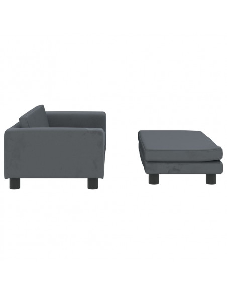 Divano Bambini Poggiapiedi Grigio Scuro 100x50x30 cm Velluto