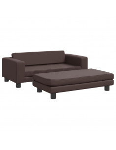 Divano Bambini con Poggiapiedi Marrone 100x50x30 cm Similpelle 2
