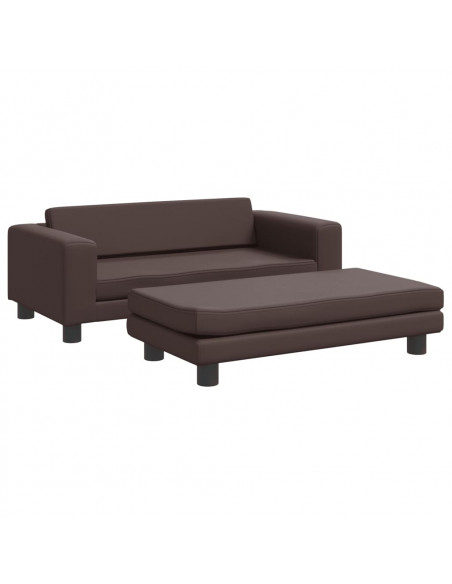 Divano Bambini con Poggiapiedi Marrone 100x50x30 cm Similpelle