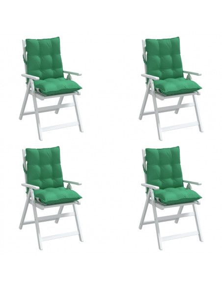 Cuscini per Sedia Schienale Basso 4 pz Verdi in Tessuto Oxford
