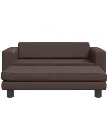 Divano Bambini con Poggiapiedi Marrone 100x50x30 cm Similpelle