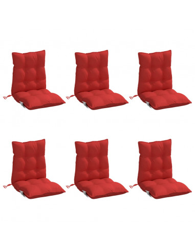 Cuscini per Sedia Schienale Basso 6 pz Rossi in Tessuto Oxford