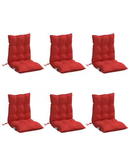 Cuscini per Sedia Schienale Basso 6 pz Rossi in Tessuto Oxford