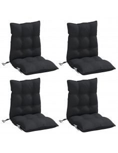 Cuscini per Sedia Schienale Basso 4 pz Neri in Tessuto Oxford 2
