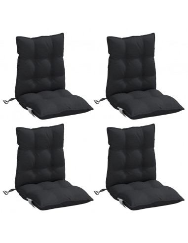 Cuscini per Sedia Schienale Basso 4 pz Neri in Tessuto Oxford