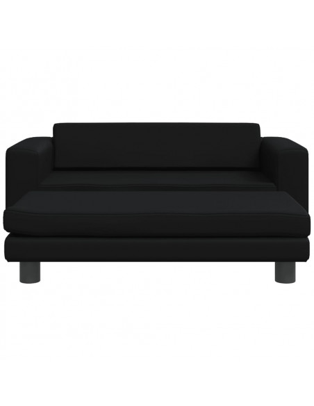 Divano per Bambini con Poggiapiedi Nero 100x50x30 cm Similpelle