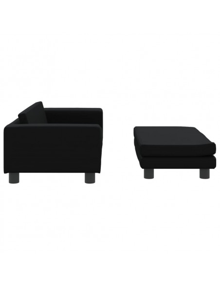 Divano per Bambini con Poggiapiedi Nero 100x50x30 cm Similpelle