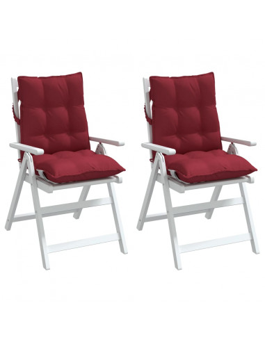 Cuscini per Sedia Schienale Basso 2pz Rosso Vino Tessuto Oxford