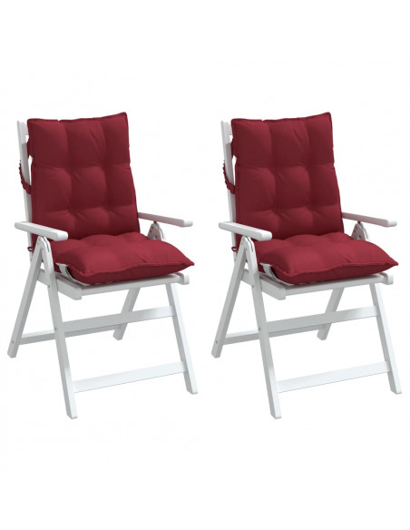 Cuscini per Sedia Schienale Basso 2pz Rosso Vino Tessuto Oxford