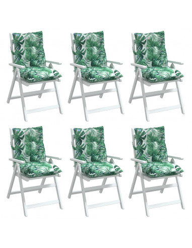 Cuscini Sedia Schienale Basso 6 pz Motivo Foglie Tessuto Oxford