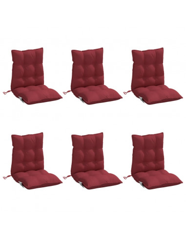 Cuscini per Sedia Schienale Basso 6pz Rosso Vino Tessuto Oxford