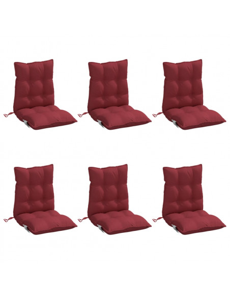 Cuscini per Sedia Schienale Basso 6pz Rosso Vino Tessuto Oxford