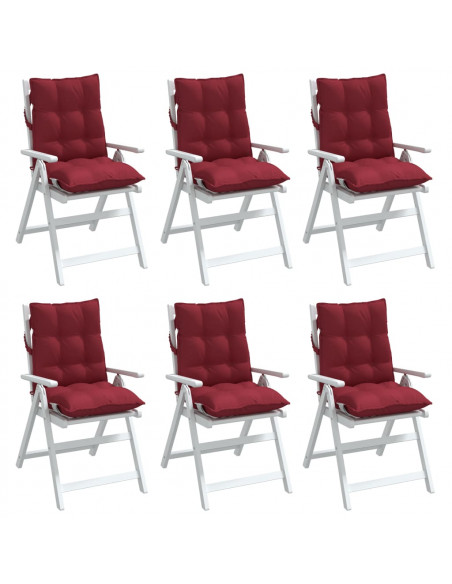 Cuscini per Sedia Schienale Basso 6pz Rosso Vino Tessuto Oxford