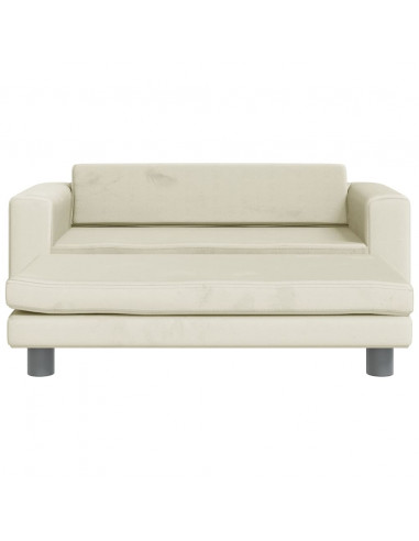 Divano Bambini con Poggiapiedi Crema 100x50x30 cm in Velluto