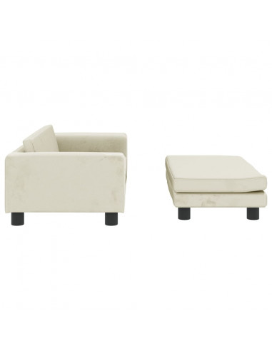 Divano Bambini con Poggiapiedi Crema 100x50x30 cm in Velluto