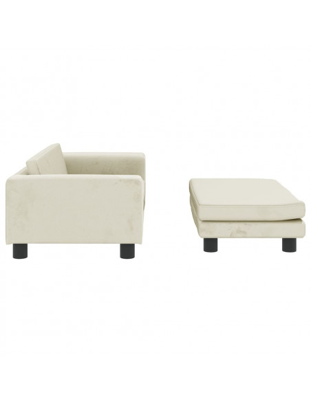 Divano Bambini con Poggiapiedi Crema 100x50x30 cm in Velluto