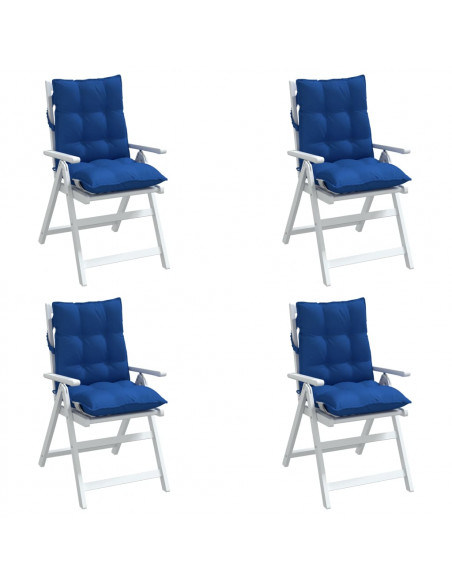 Cuscini Sedia con Schienale Basso 4 pz Blu Reale Tessuto Oxford