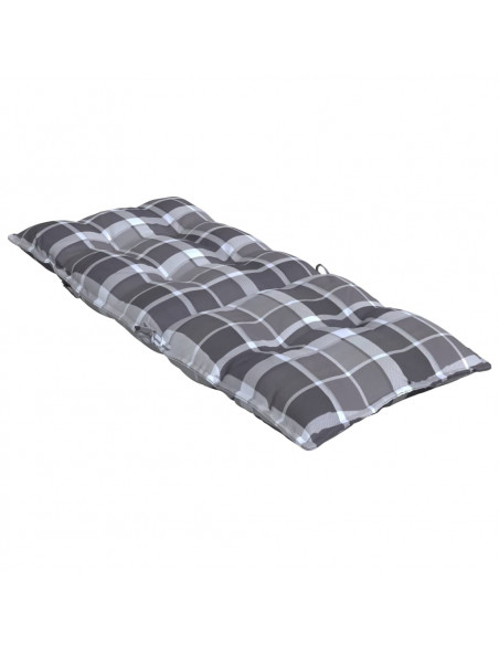 Cuscini Sedia Schienale Alto 4 pz Quadri Grigio Tessuto Oxford