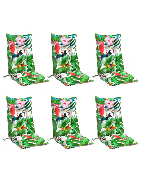 Cuscini per Sedia Schienale Alto 6pz Multicolore Tessuto Oxford