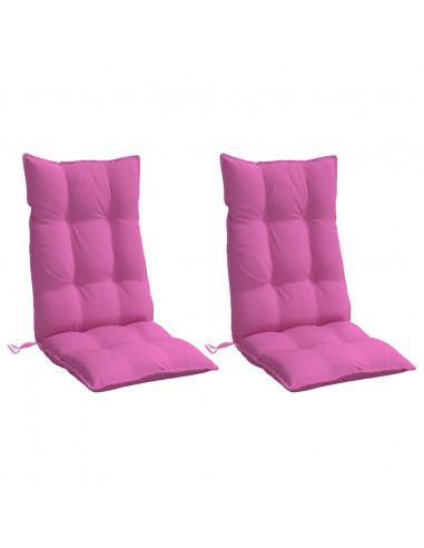 Cuscini per Sedia con Schienale Alto 2pz Rosa in Tessuto Oxford