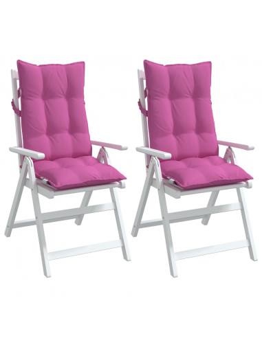 Cuscini per Sedia con Schienale Alto 2pz Rosa in Tessuto Oxford