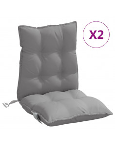 Cuscini per Sedia Schienale Basso 2 pz Grigi in Tessuto Oxford 2