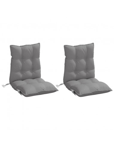 Cuscini per Sedia Schienale Basso 2 pz Grigi in Tessuto Oxford
