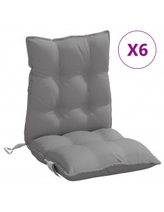 Cuscini per Sedia Schienale Basso 6 pz Grigi in Tessuto Oxford 2