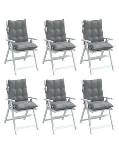 Cuscini per Sedia Schienale Basso 6 pz Grigi in Tessuto Oxford