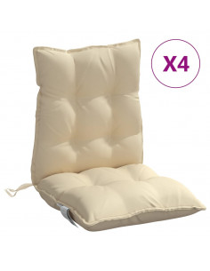 Cuscini per Sedia Schienale Basso 4 pz Beige in Tessuto Oxford 2