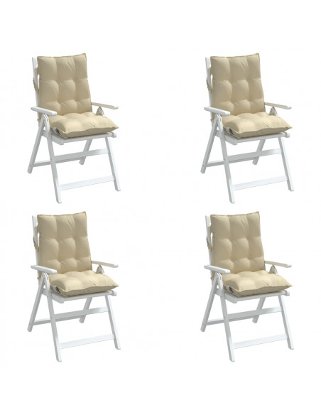 Cuscini per Sedia Schienale Basso 4 pz Beige in Tessuto Oxford