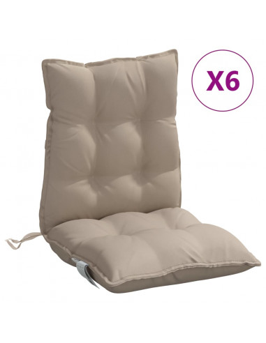 Cuscini per Sedia Schienale Basso 6pz Tortora in Tessuto Oxford